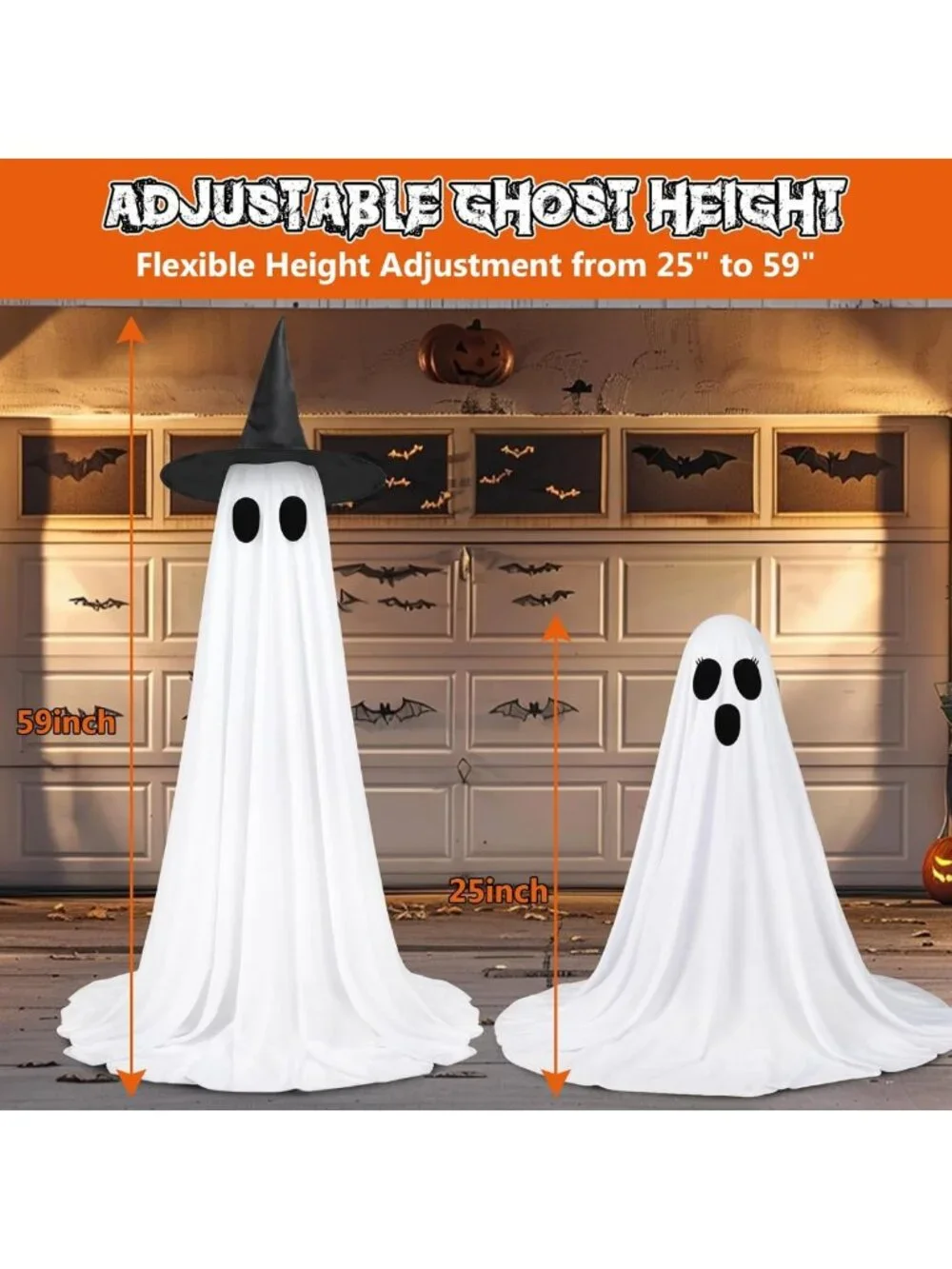 Lighted Halloween Ghost Decorations - 2 Pack, 59